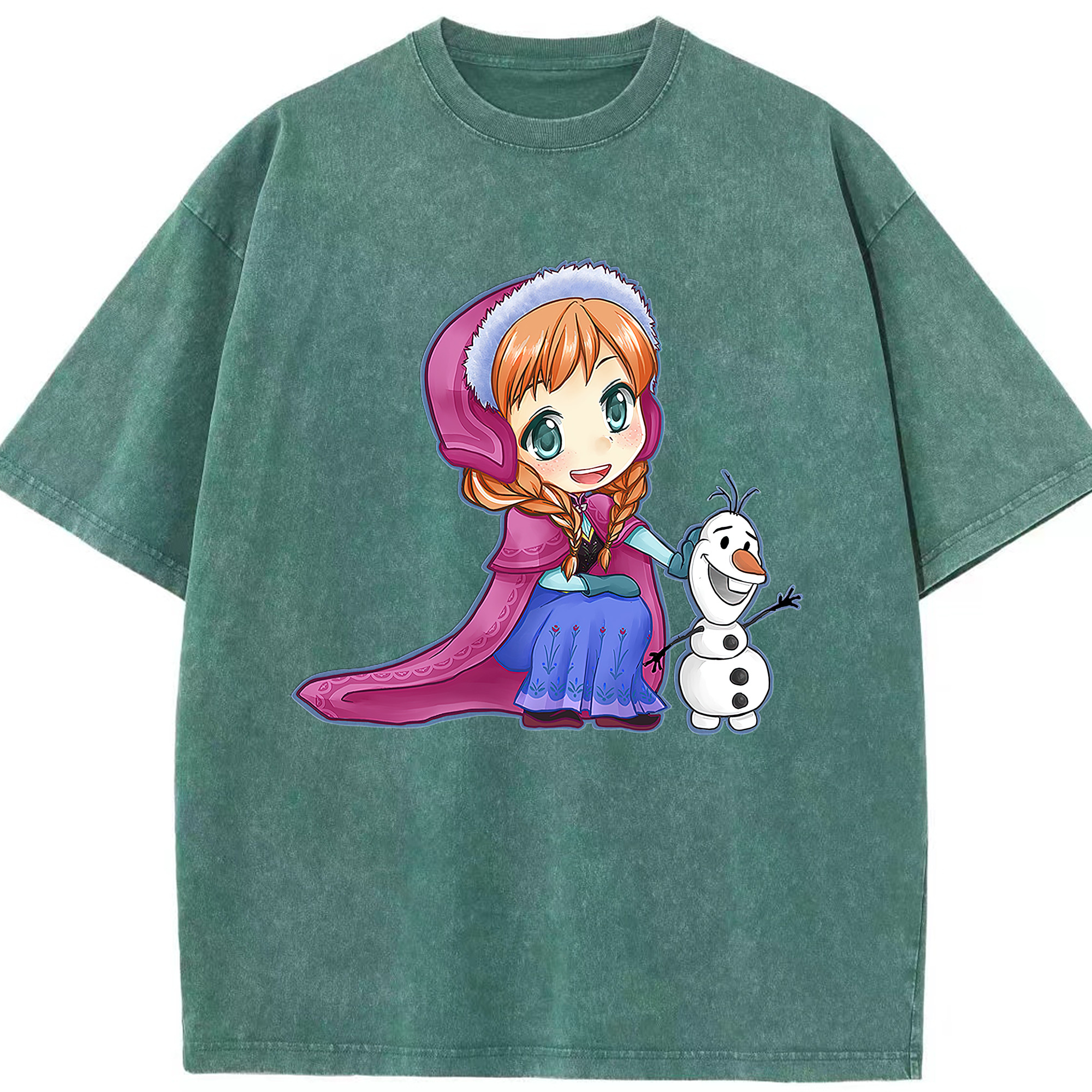 （画像用） アナと雪の女王 アンナ エルサ Frozen Anna Elsa 綿100% ヴィンテージ風 半袖Tシャツ（フロントプリント）